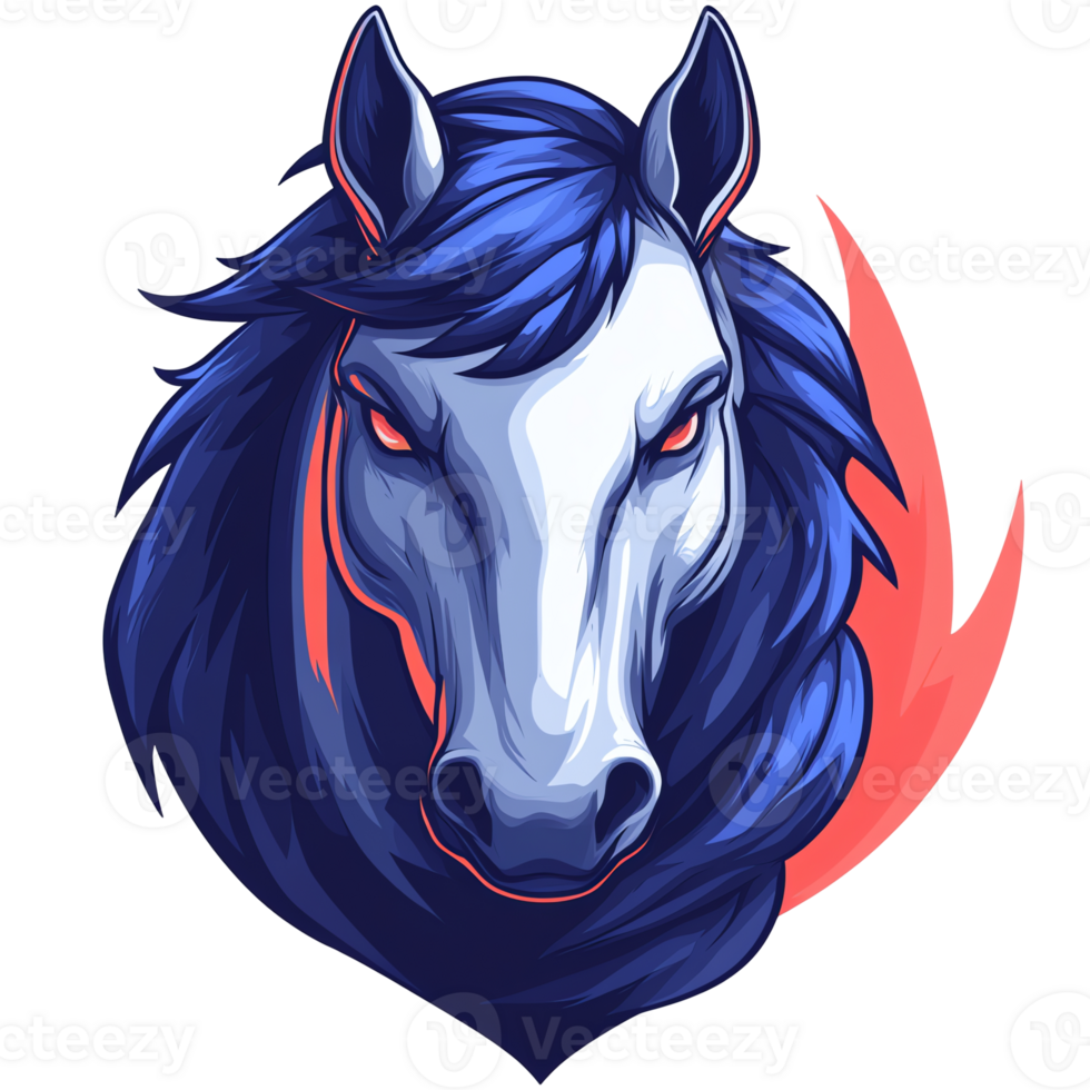 A powerful mythical horse head on transparent background png