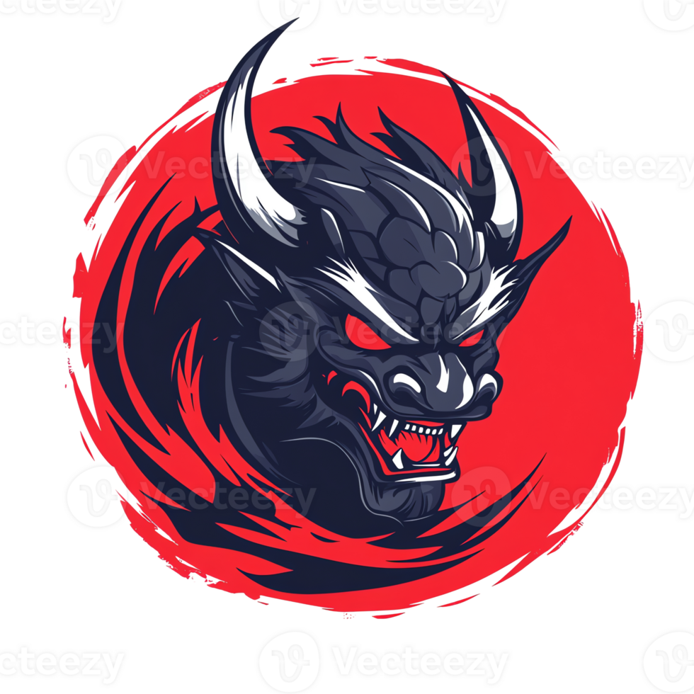 Fierce dragon head logo design on transparent background png