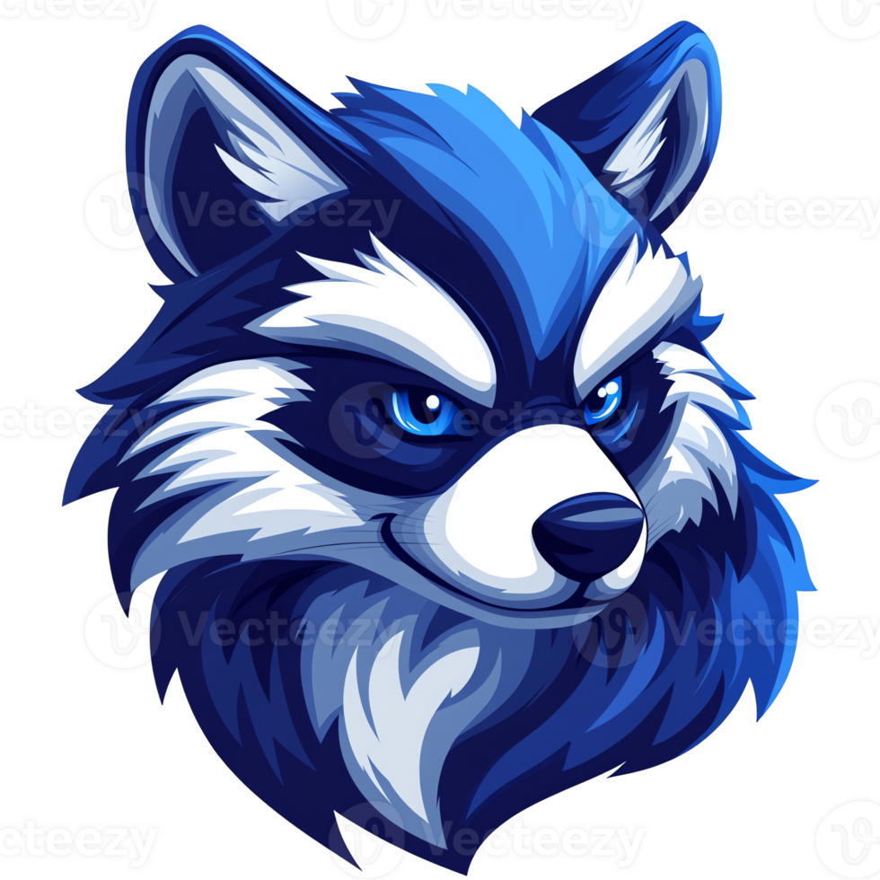 Stylish blue wolf illustration with white markings on a transparent background for versatile use png