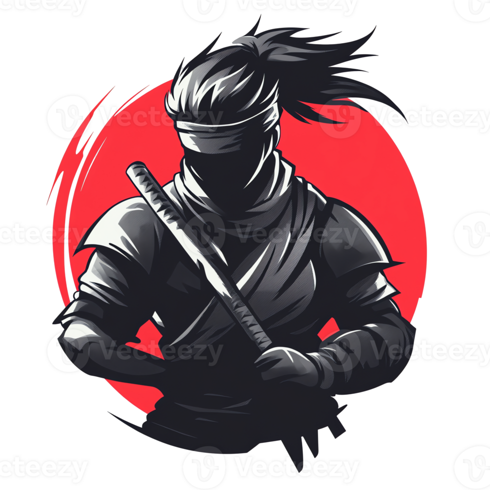 Mysterious ninja warrior on a transparent background a digital painting png