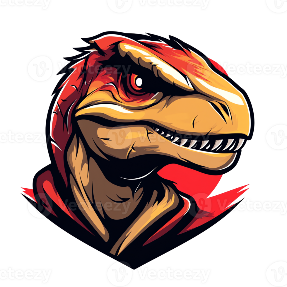 Fierce dinosaur head illustration on transparent background png