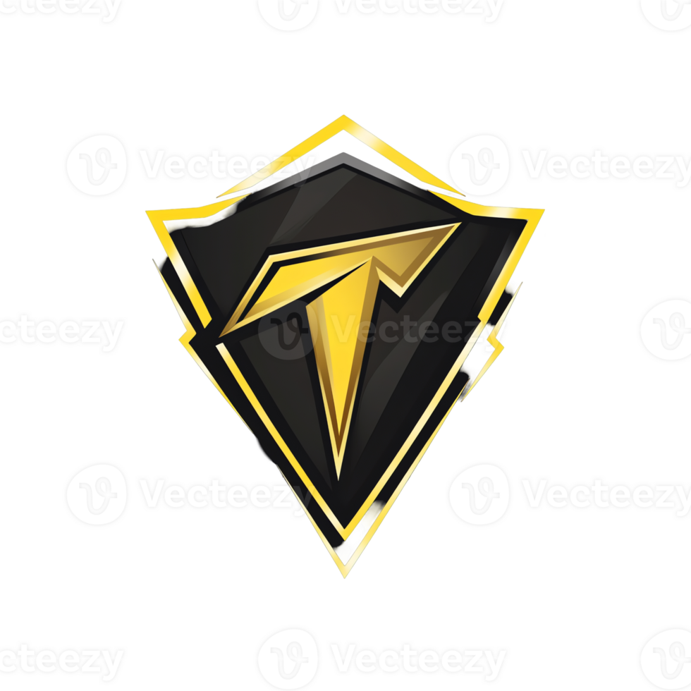 Golden t shield logo on transparent background a powerful and elegant emblem for gaming or corporate use png