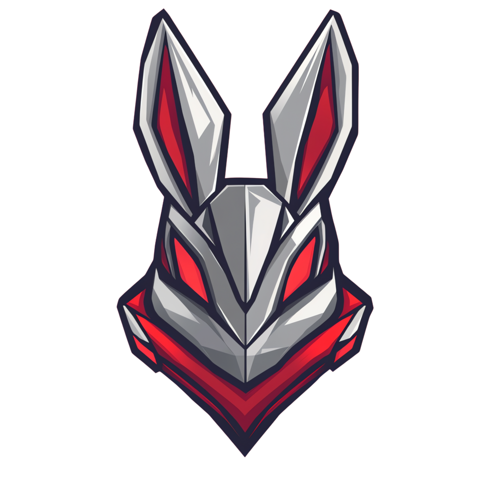 Stylish robotic rabbit logo on transparent background png