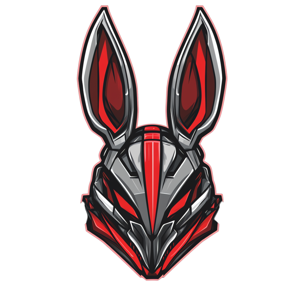 Stylish red and gray rabbit mascot logo on transparent background png
