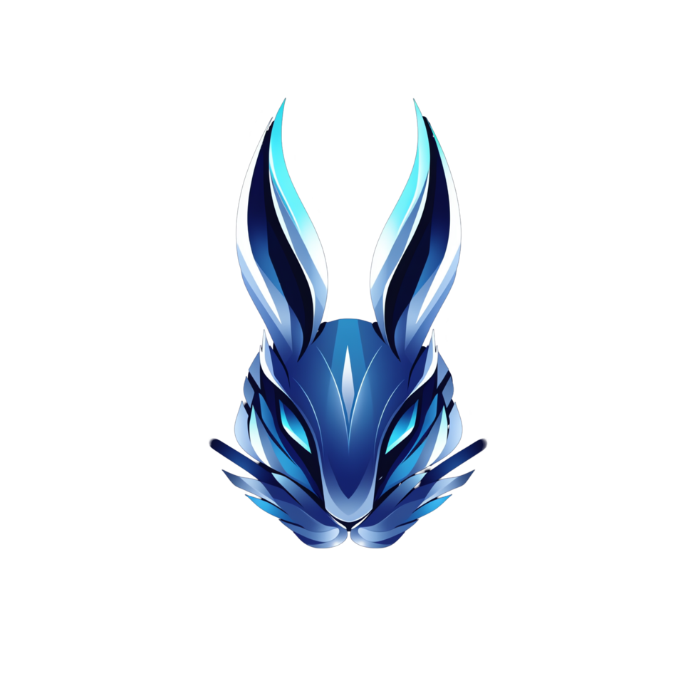 Majestic blue rabbit logo a captivating logo design of a rabbit with a transparent background perfect for branding and marketing purposes png