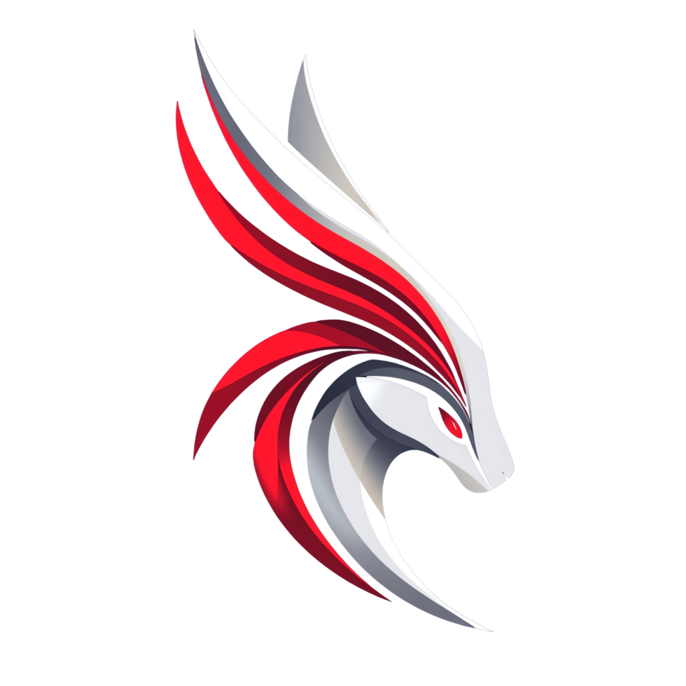 Fierce and elegant red and white fox logo design on transparent background png