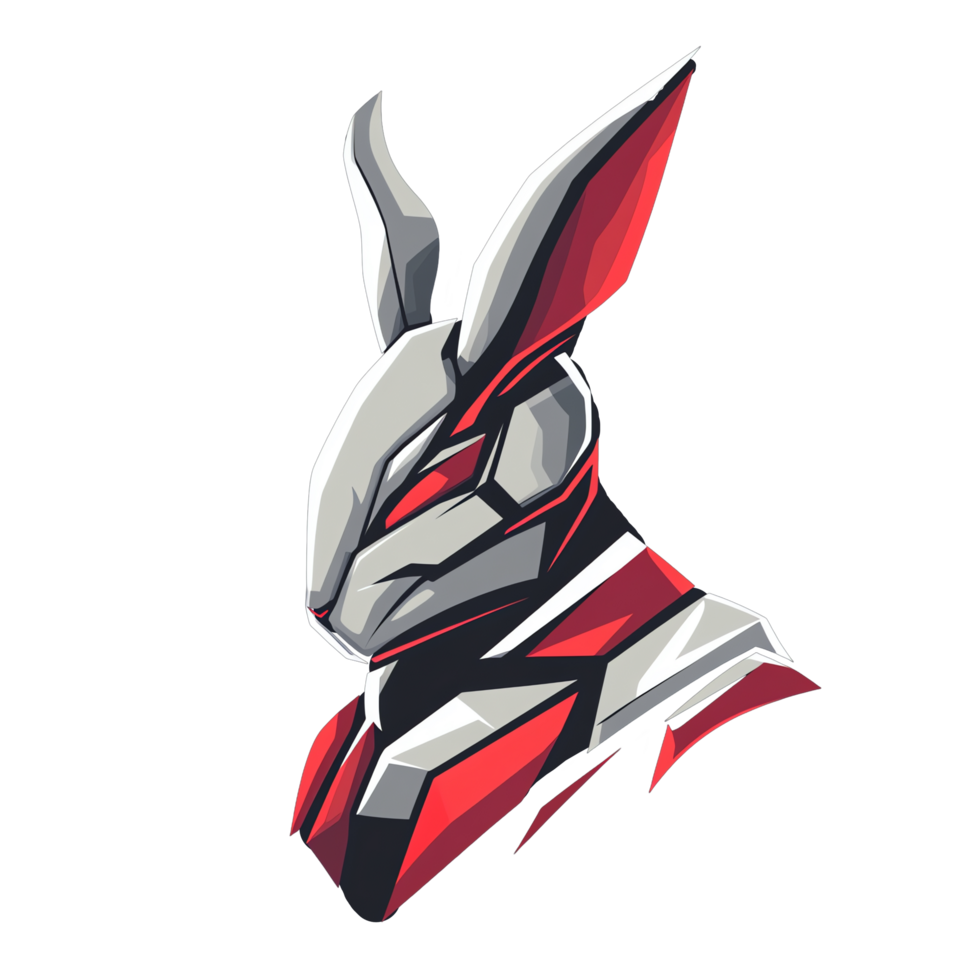 Futuristic rabbit mecha mascot logo design on transparent background a powerful symbol for gaming and esports png
