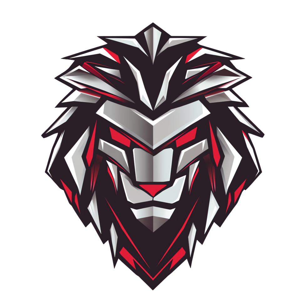 Fierce robotic lion logo a powerful symbol for tech and gaming brands on transparent background png