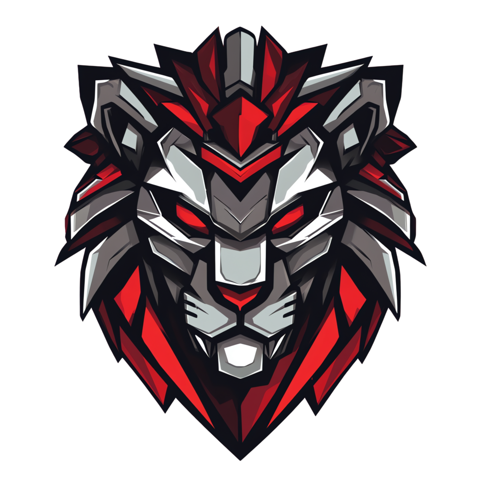 Mech lion logo design on transparent background png