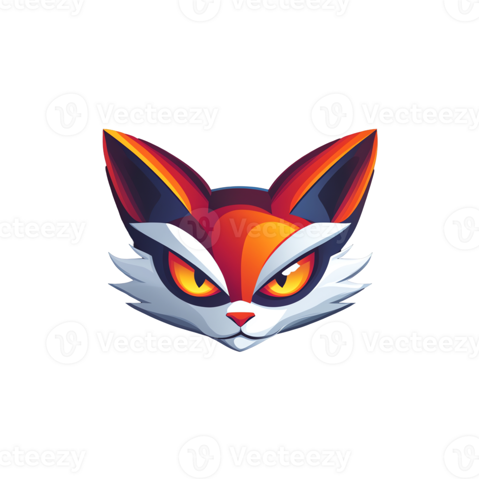Fierce fox head logo design on transparent background png
