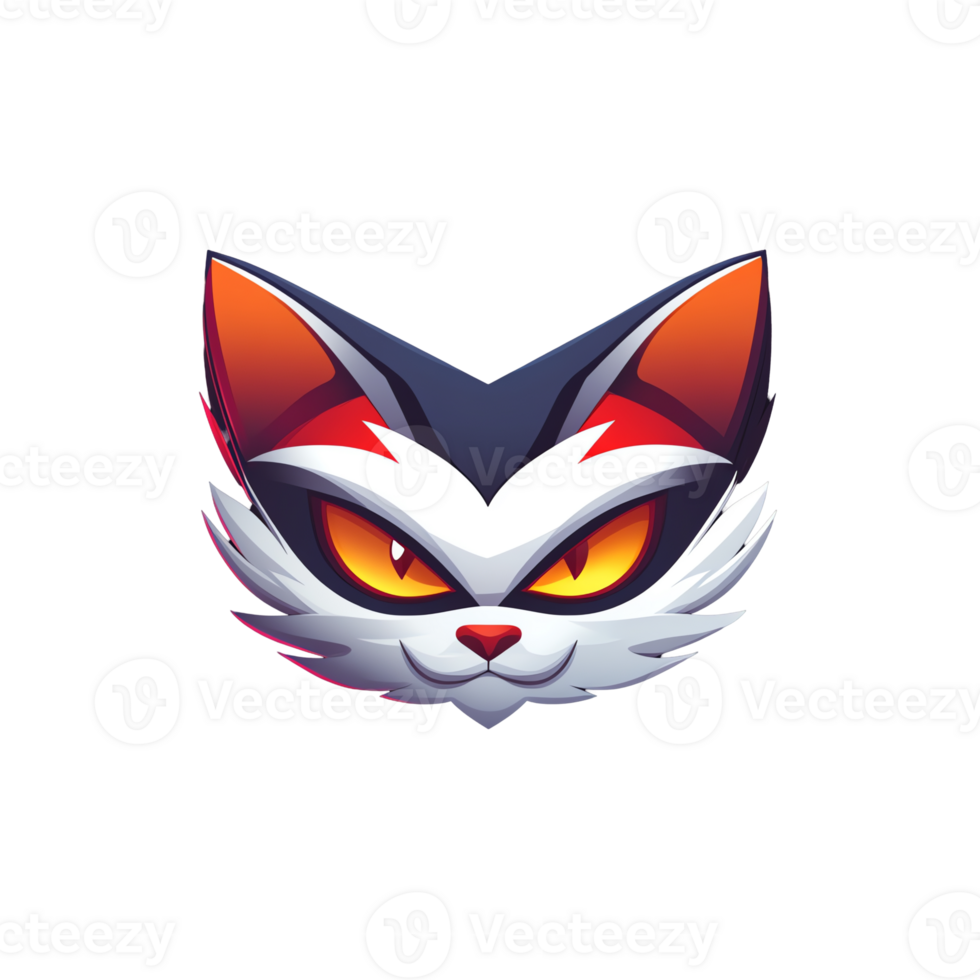 Fiery cat head illustration on transparent background for digital design projects png