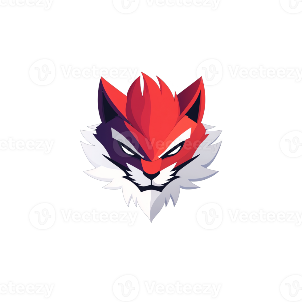 Fierce red fox logo with transparent background for versatile design applications png