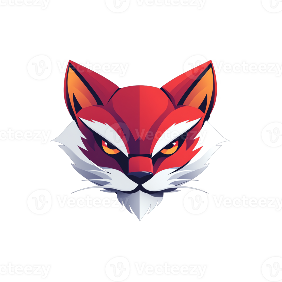 Fierce red fox head illustration on transparent background perfect for logos and branding png