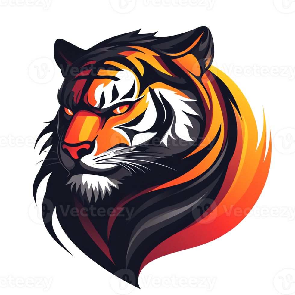 Majestic tiger head portrait on transparent background png