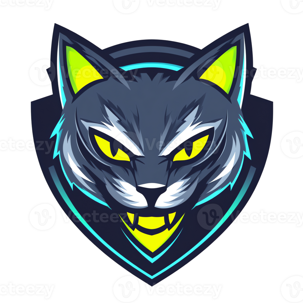 Awesome cat logo on transparent background png