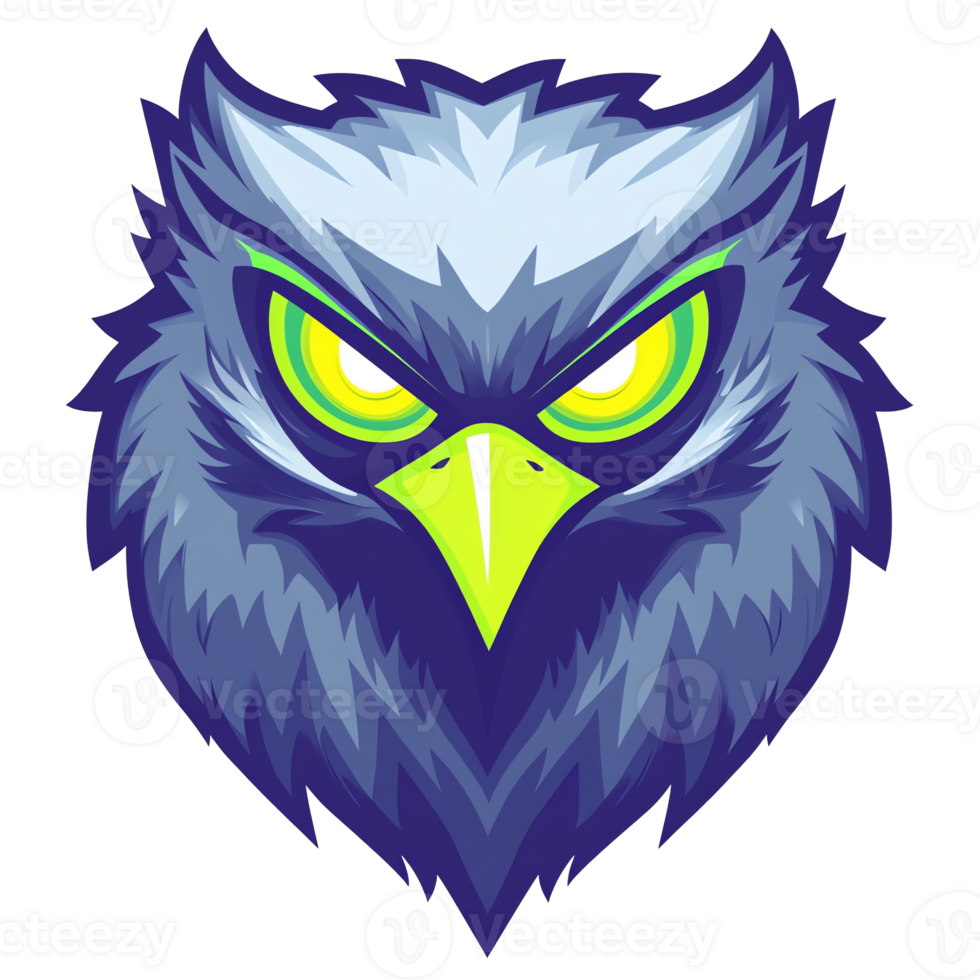 Intense owl head with glowing eyes a logo ready design on transparent background png