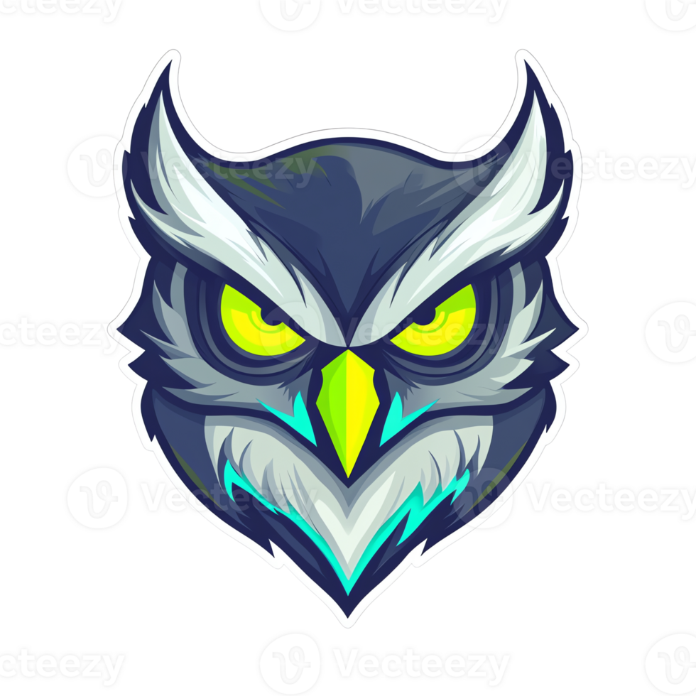 Cool owl logo on transparent background for games or teams png