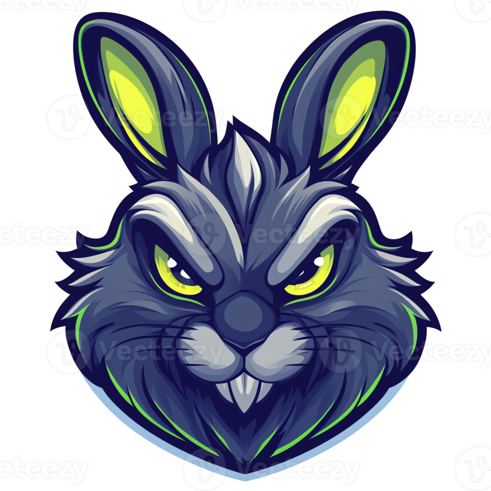 Mean looking cartoon rabbit illustration on transparent background png