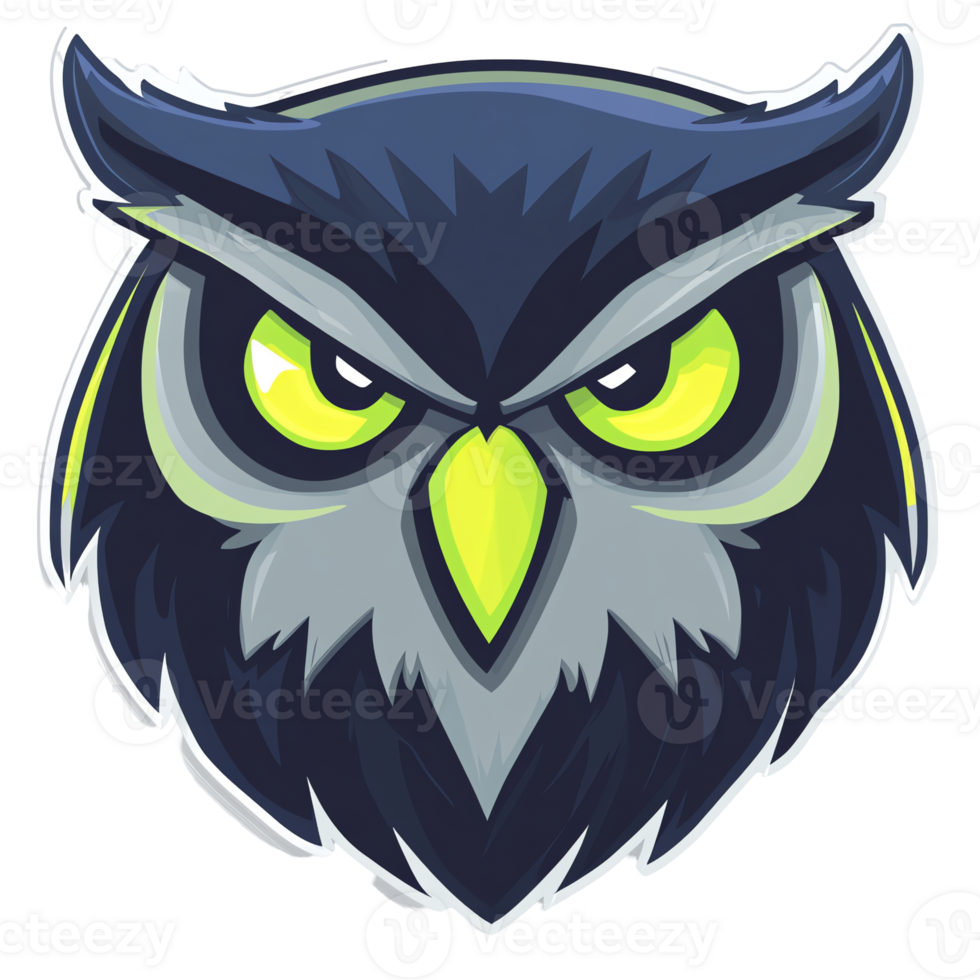 Ferocious owl head design on transparent background png
