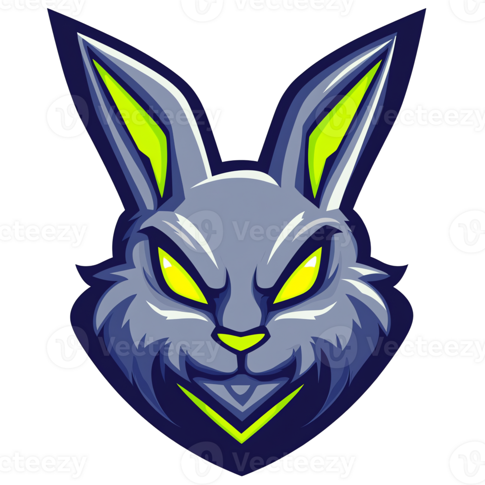 Fierce rabbit esports logo a dynamic and stylish gaming mascot design on transparent background png