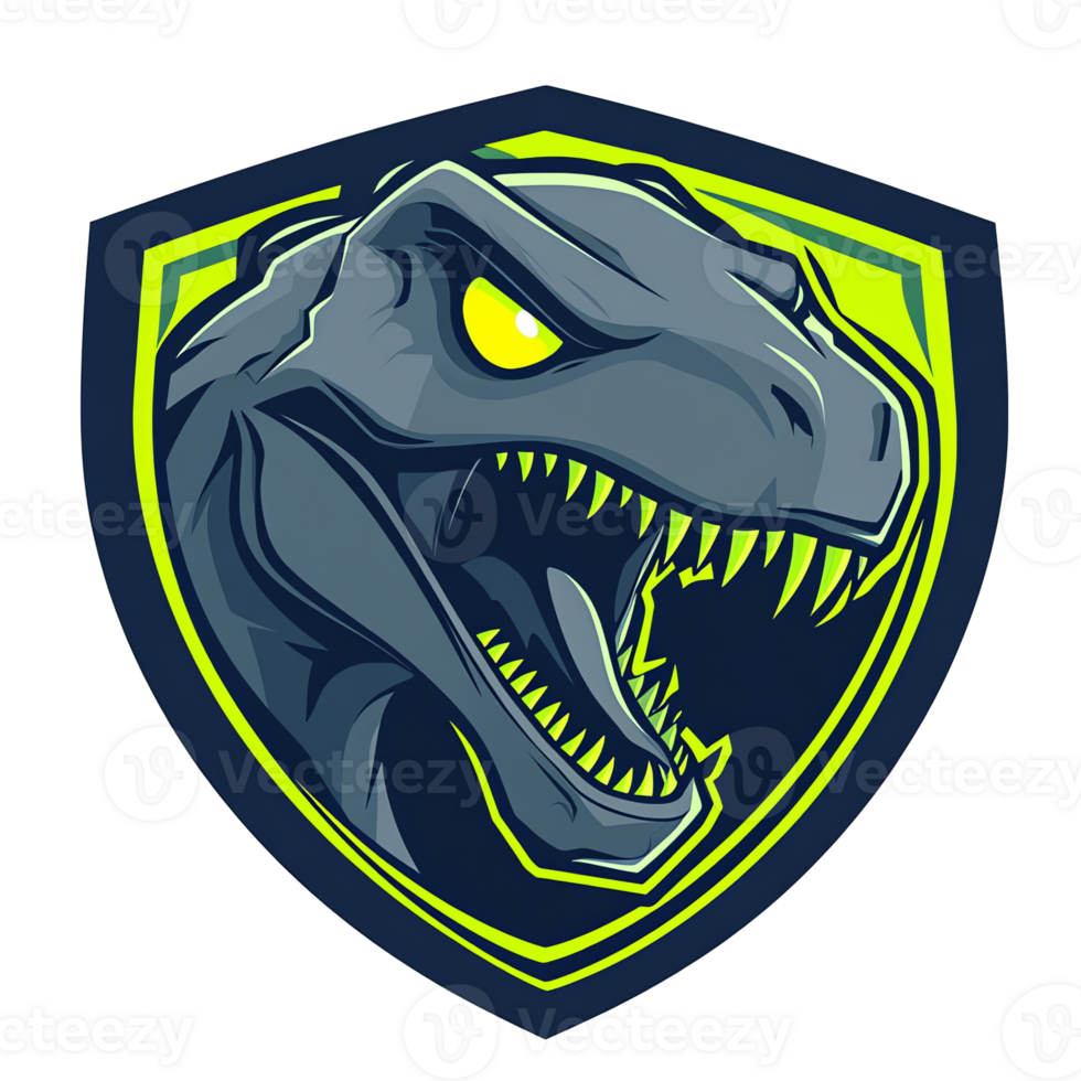 Fierce dinosaur head logo design on transparent background for gaming teams and esports png