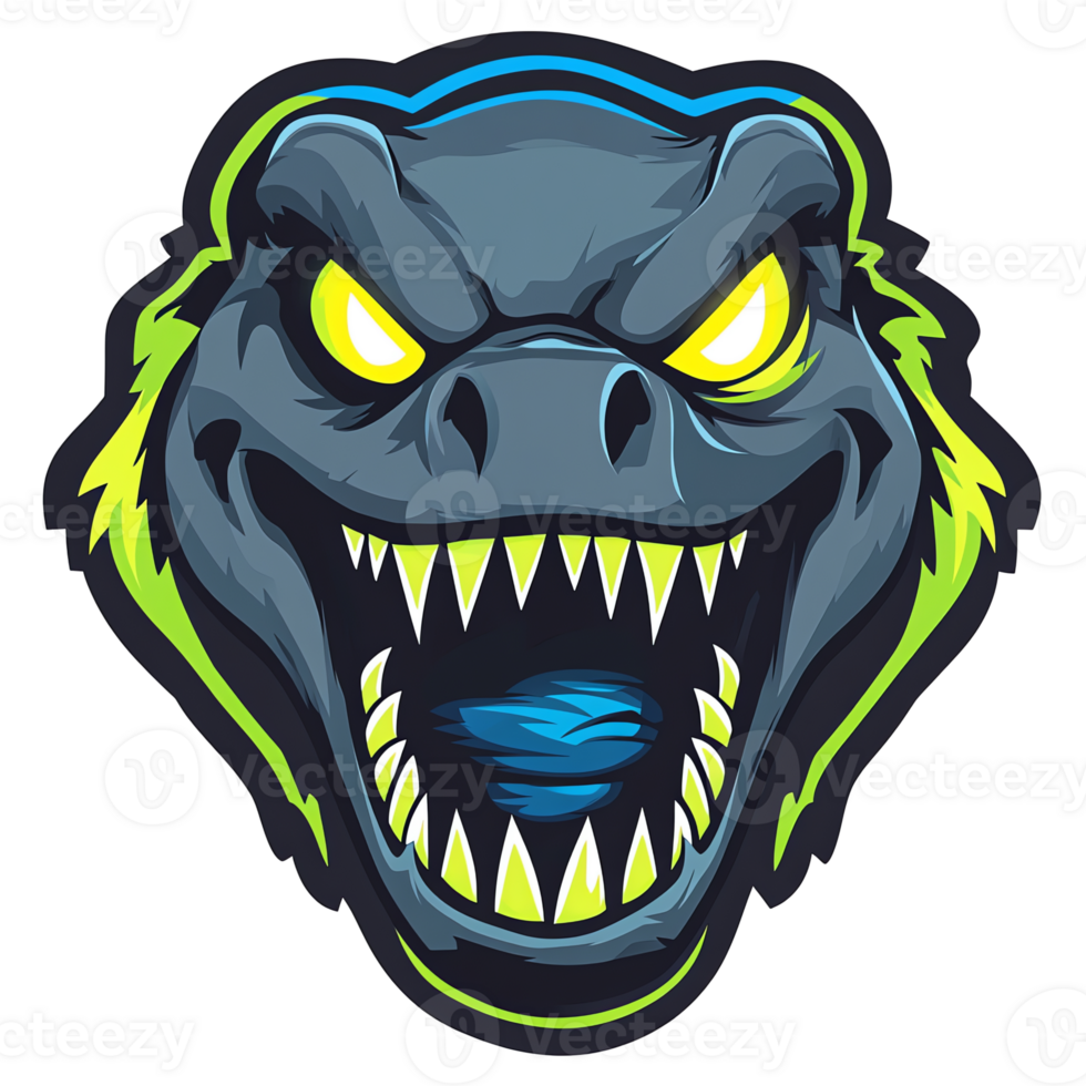 Fierce dinosaur head logo design on transparent background a powerful and aggressive mascot for your brand png