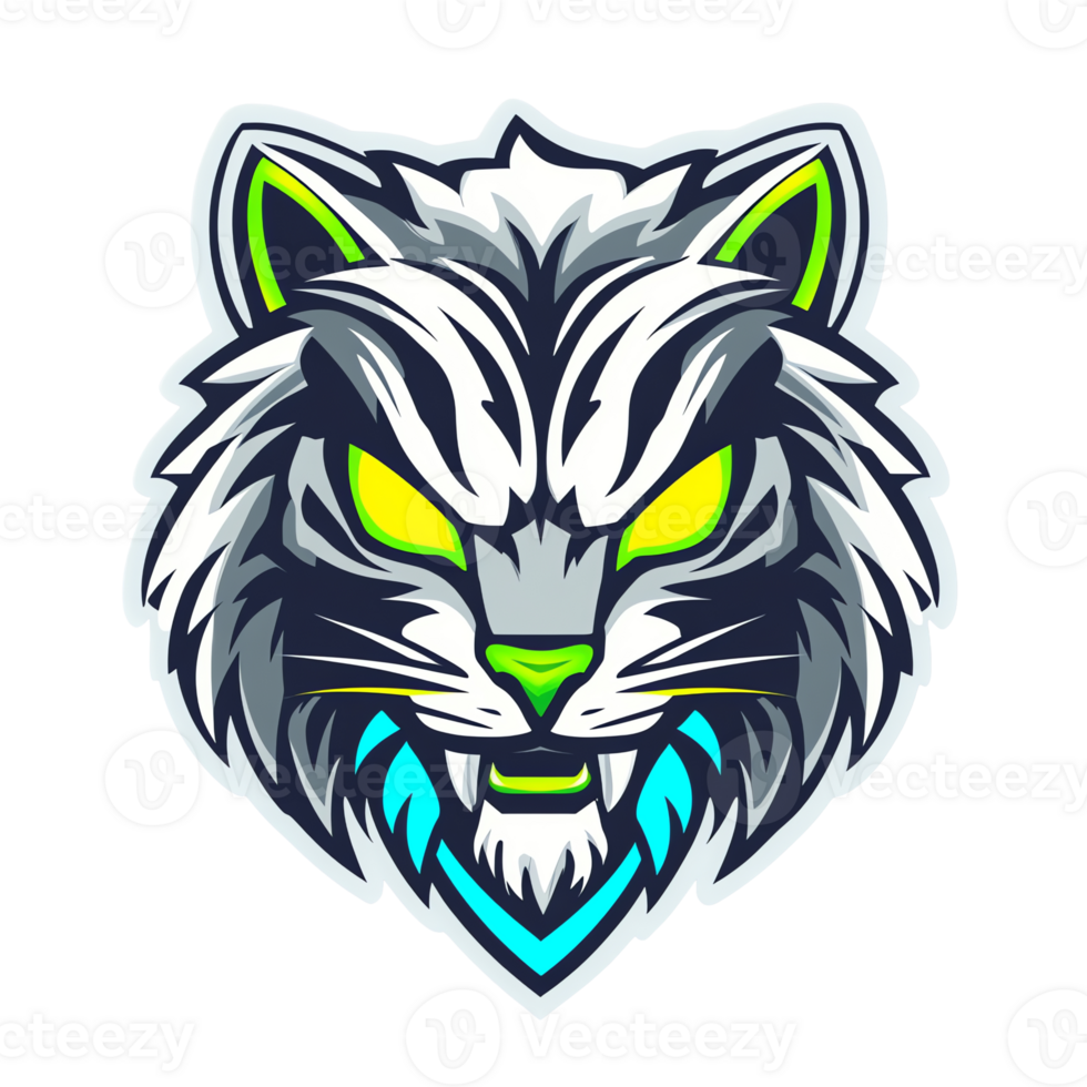 Fierce white tiger head logo design on transparent background a powerful symbol of strength and agility png