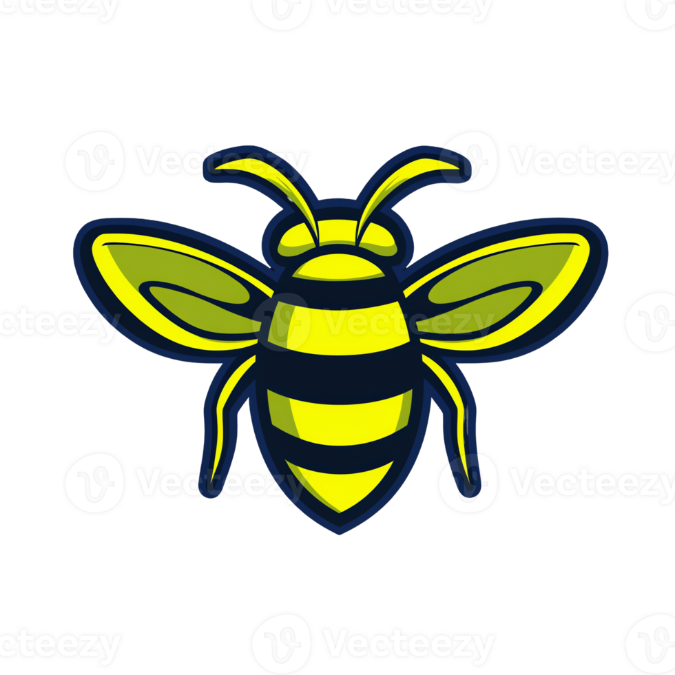 Vibrant yellow and black bee design on transparent background png