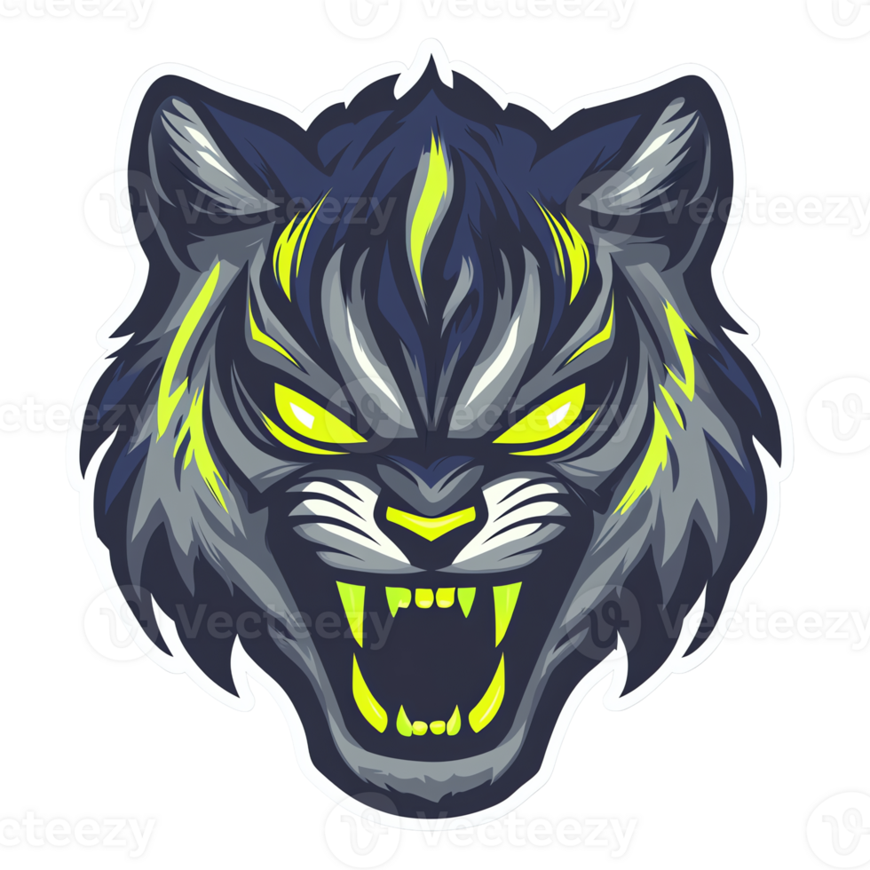 Fierce tiger head logo design on transparent background png