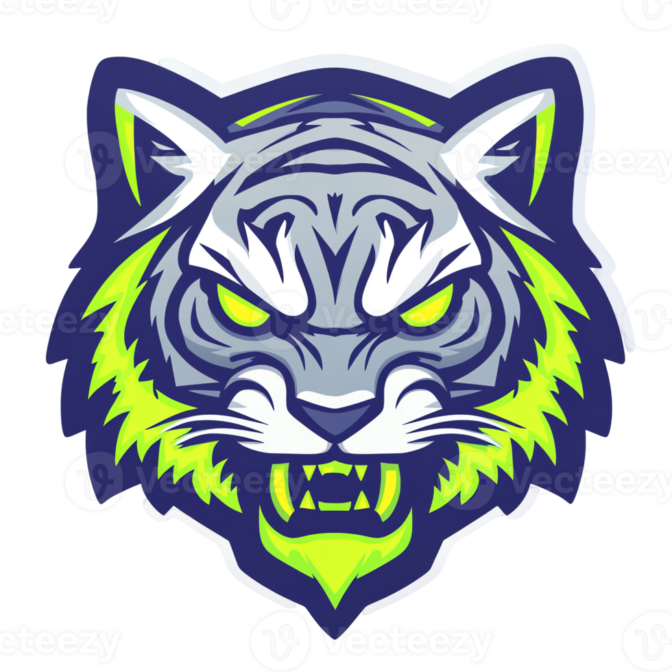 Fierce tiger head logo a vibrant mascot design on transparent background png