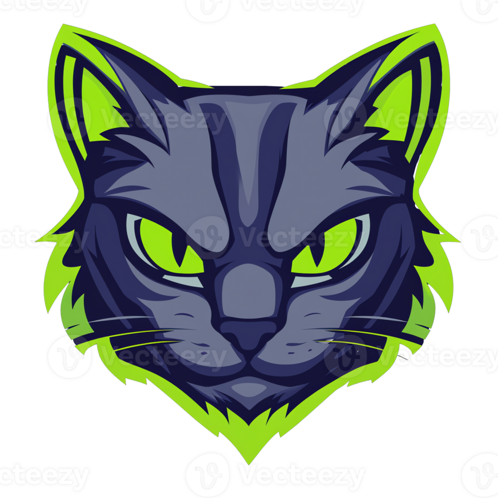 Angry cat logo on transparent background png