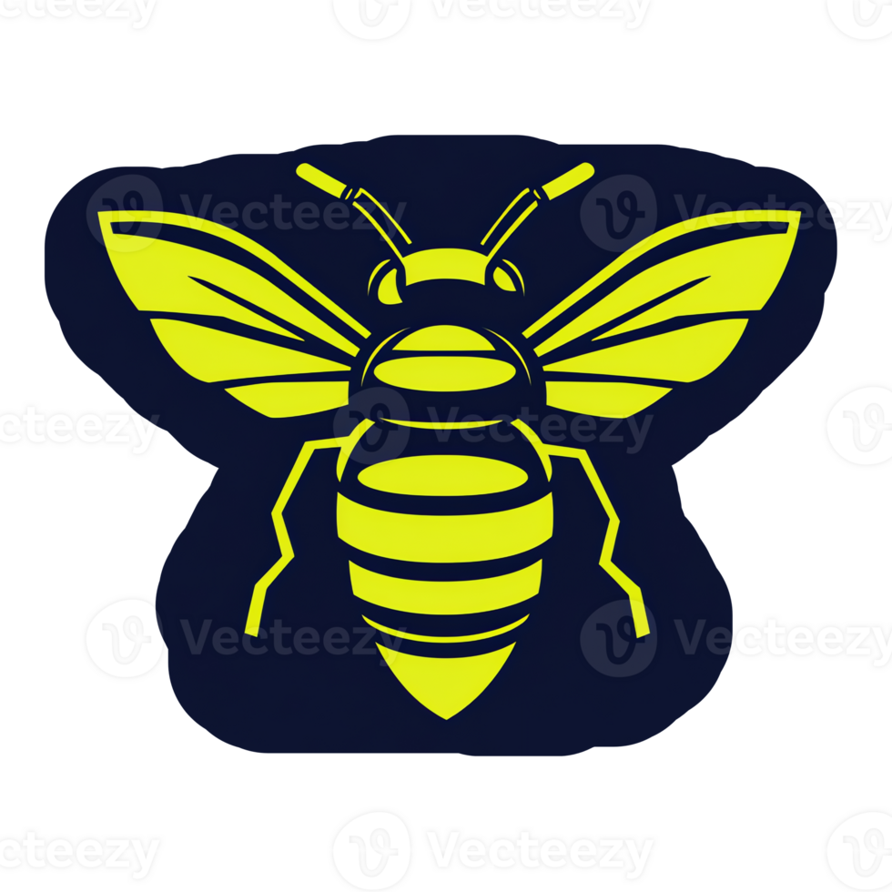 Stylized bee illustration on transparent background a graphic design png