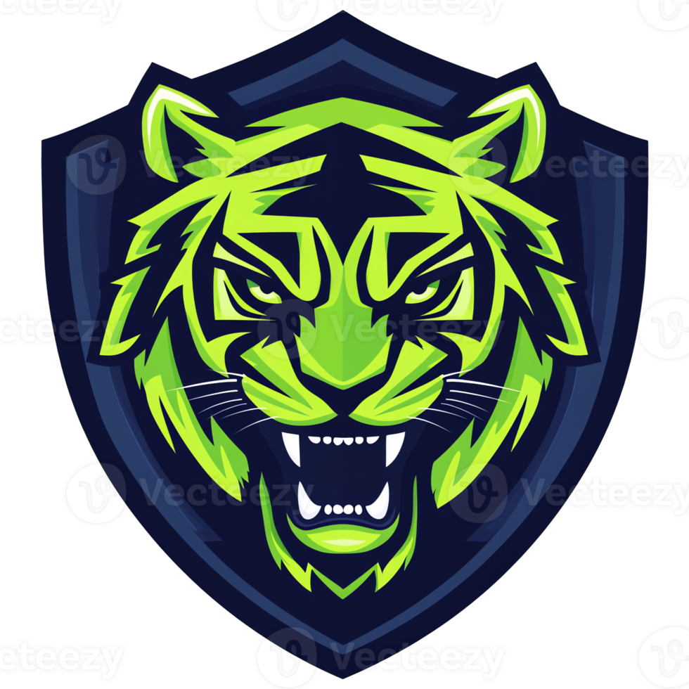 Tiger head logo on a shield transparent background png