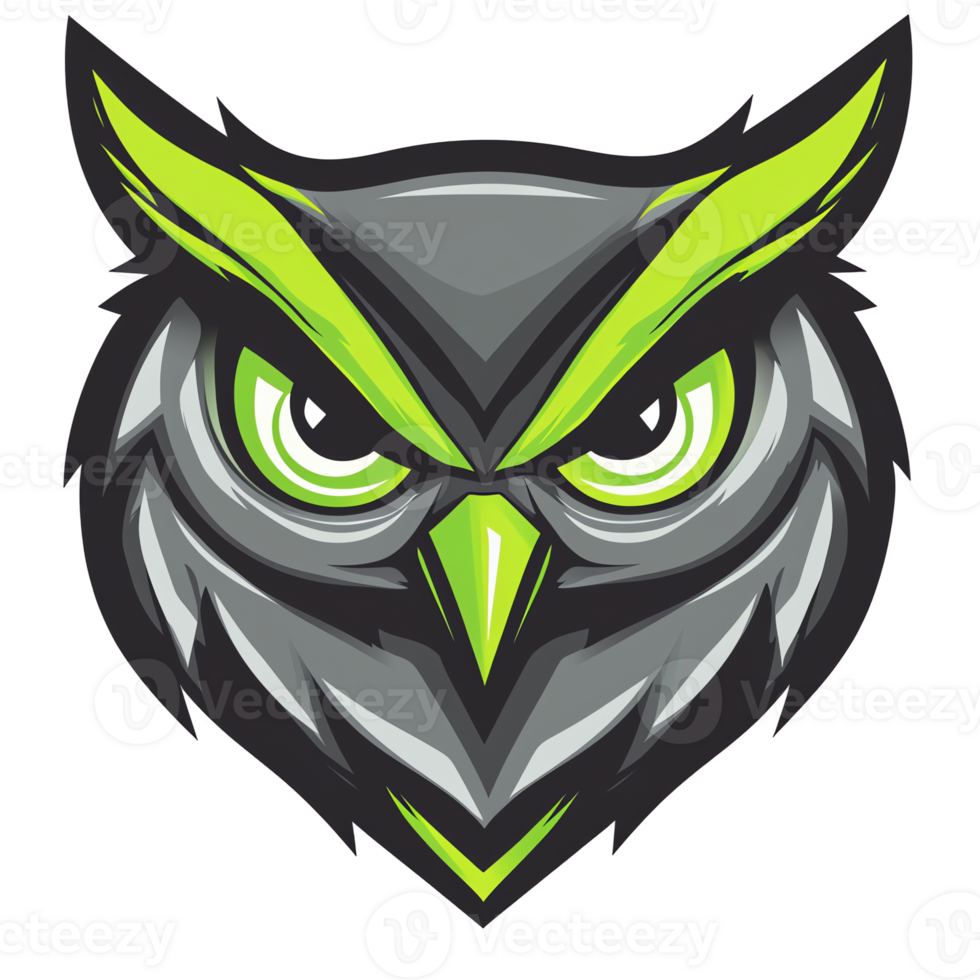 Fierce green owl mascot logo on transparent background perfect for gaming and esports teams png