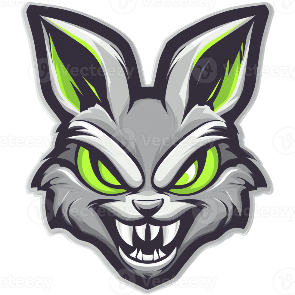 A menacing rabbit head graphic for logo design png