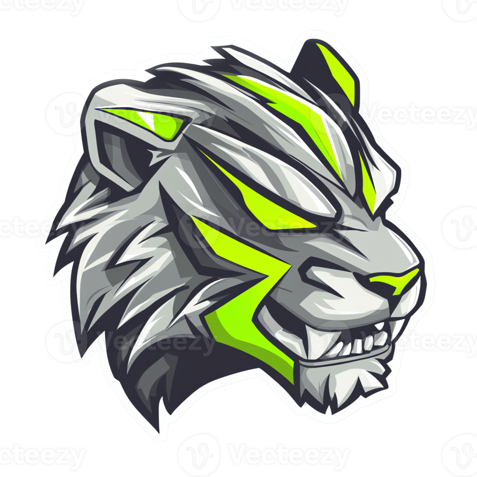 Aggressive tiger logo design on transparent background png