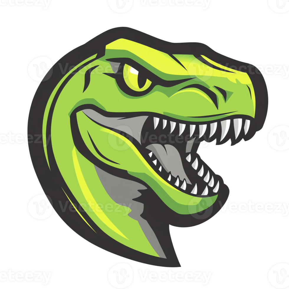 Fierce green dinosaur head mascot logo on transparent background perfect for teams brands and more png