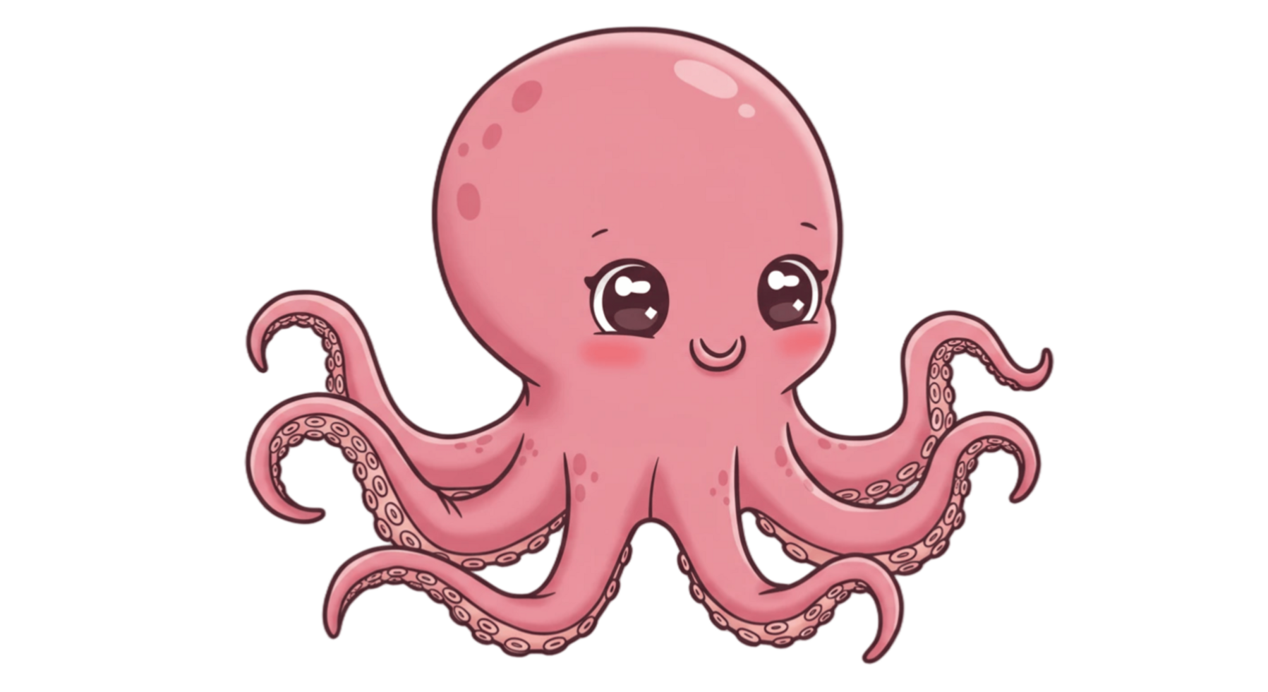 An octopus with pink eyes and a big smile png