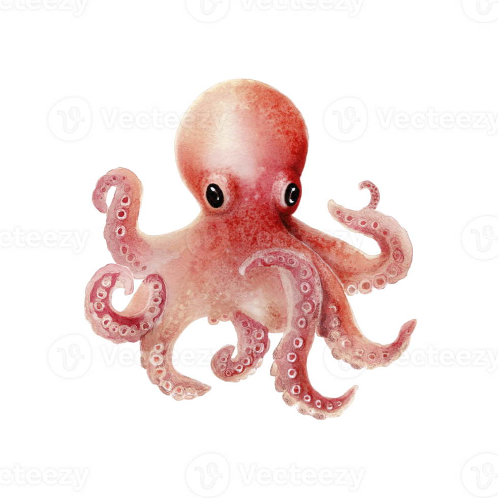 Cute octopus on transparency background looks adorable and inviting, creating sense of innocent wonder and gentle charm png