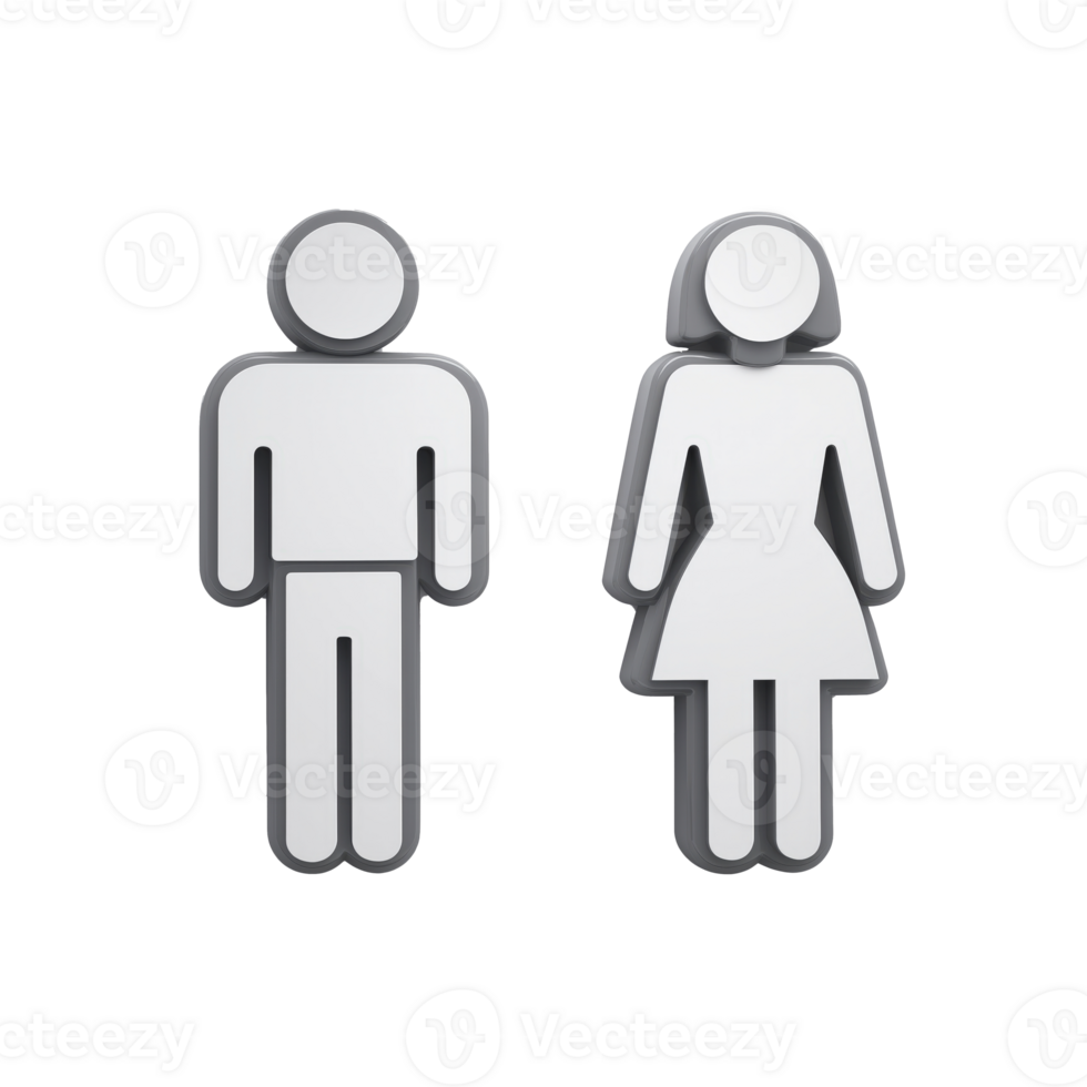 Male and female restroom symbols in simple, easy to understand illustration png
