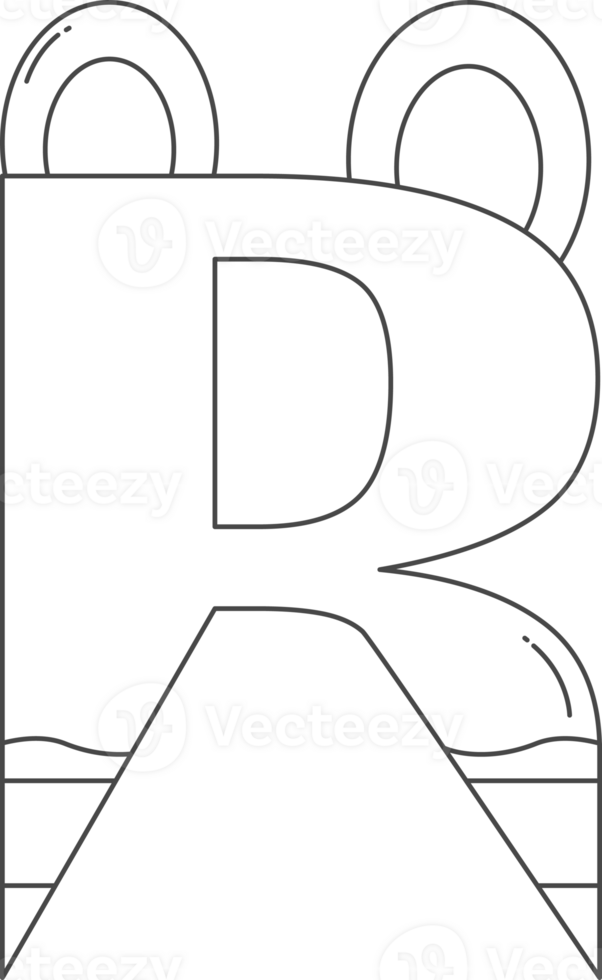 Cute R letter for coloring. Manipulation concept. png