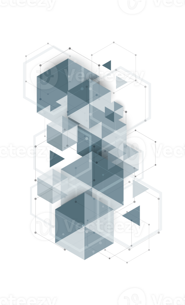 Abstract polygons illustration in blue grey color. png