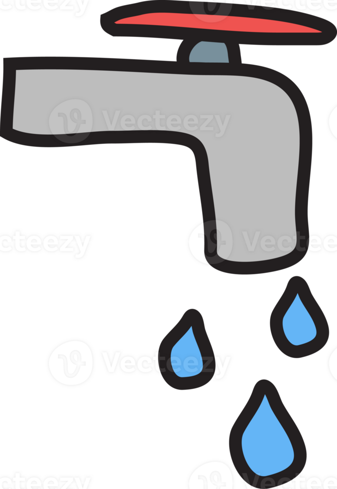 Tap with dripping illustration. Doodle style. png