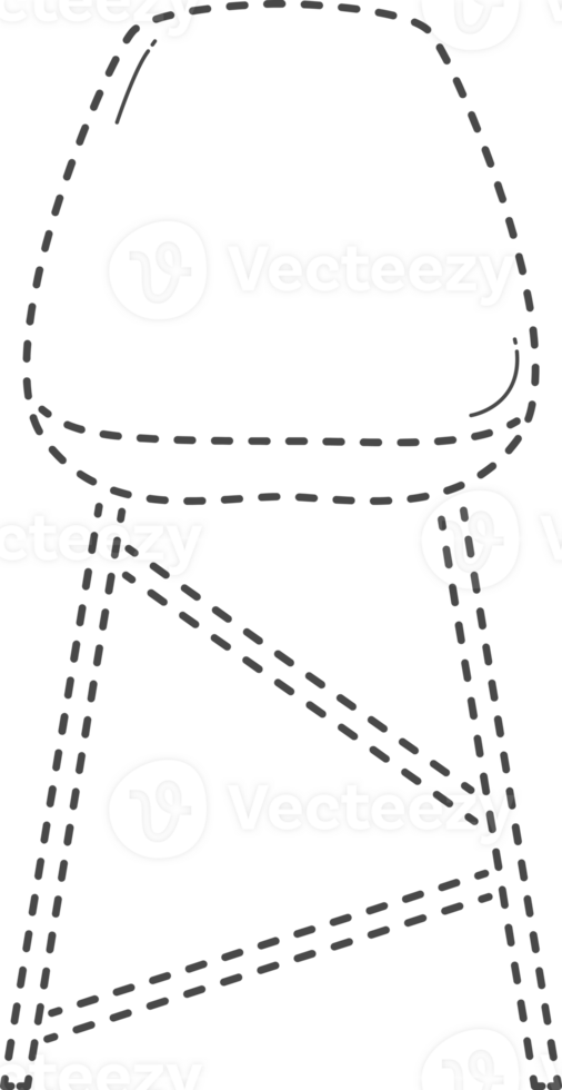 Dotted line of home furniture. Front view Chair. png
