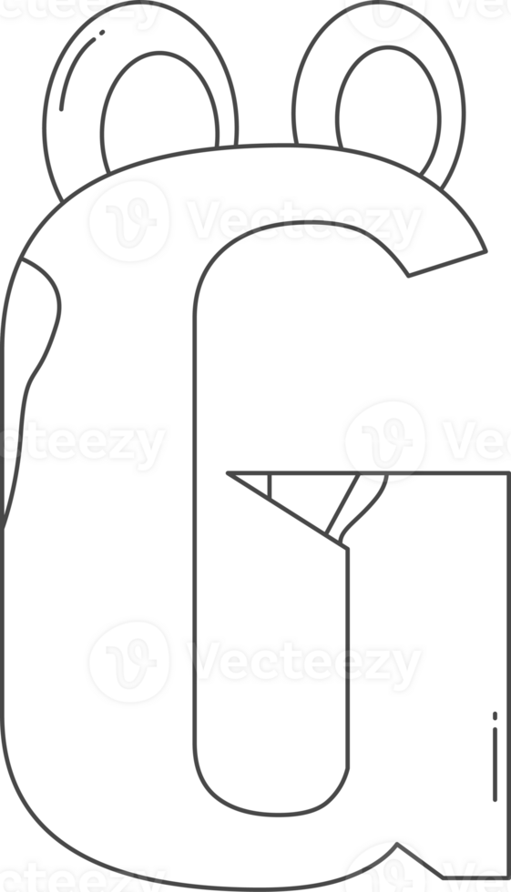 Cute G letter for coloring. Manipulation concept. png