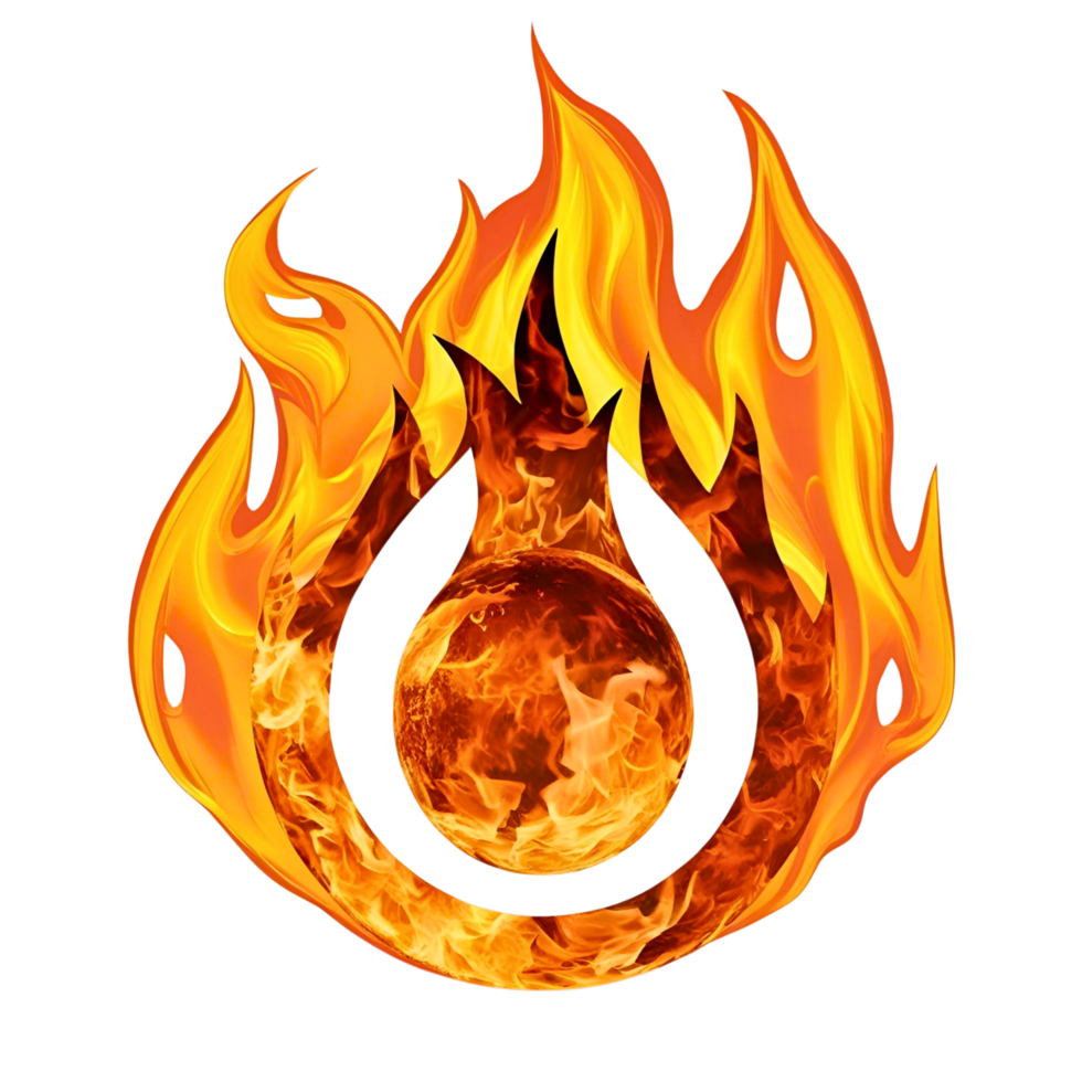 Burning Fireball with Hot Red Yellow Flame Art png