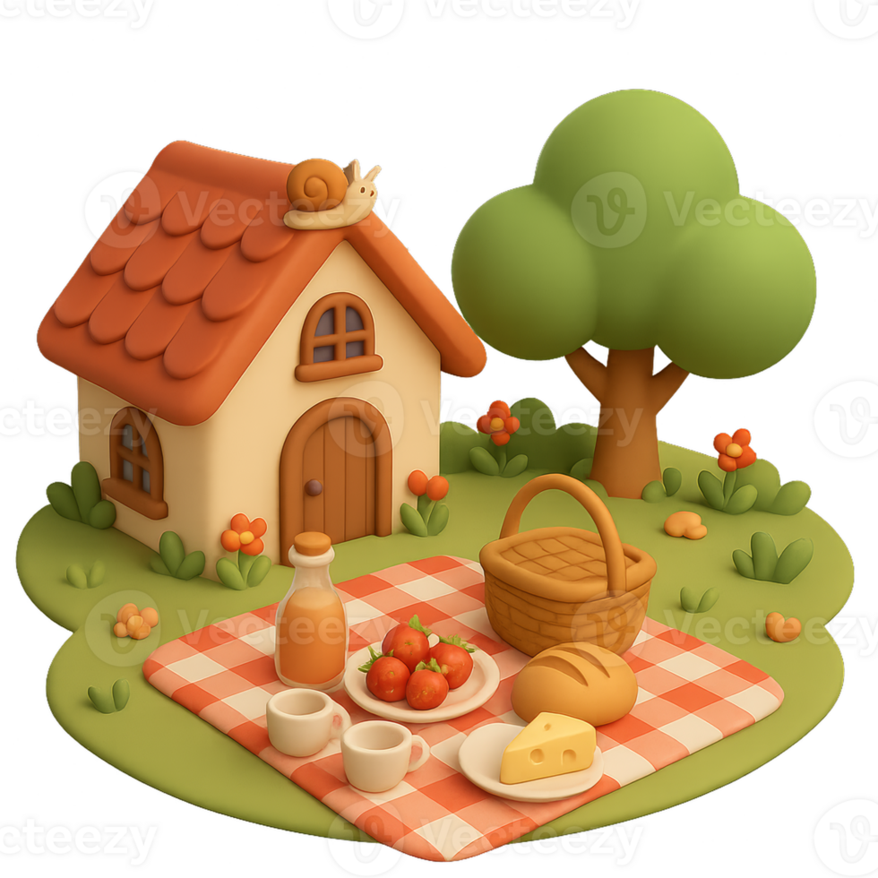 Cozy Cottage Picnic Arrangement with Garden Elements png