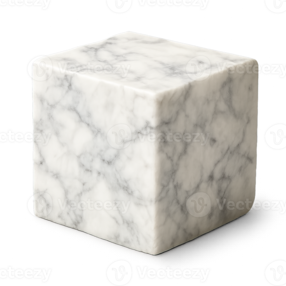 Simple Marble Stone Cube with Elegant Veining for Design Projects png