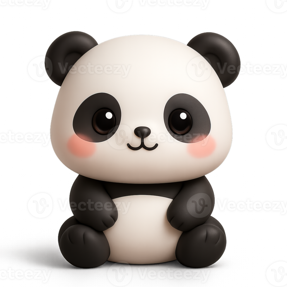 Cute 3D Cartoon Panda Character with Kawaii Features and Simple Design png
