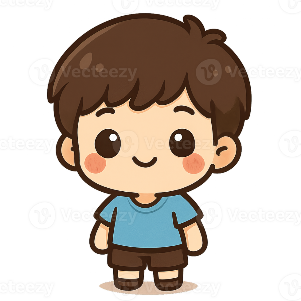 Cute Kawaii Boy Character Illustration in Simple Style png